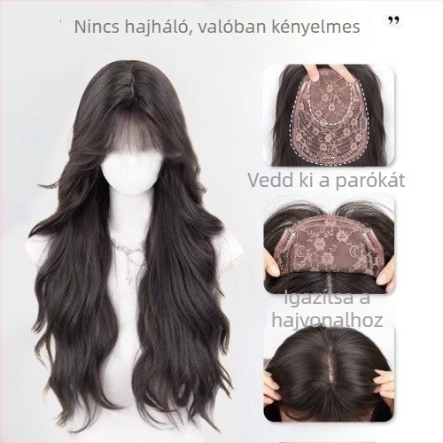 Paróka darab szimulált fejbőrrrel és göndör tetejével, hajháló nélkül