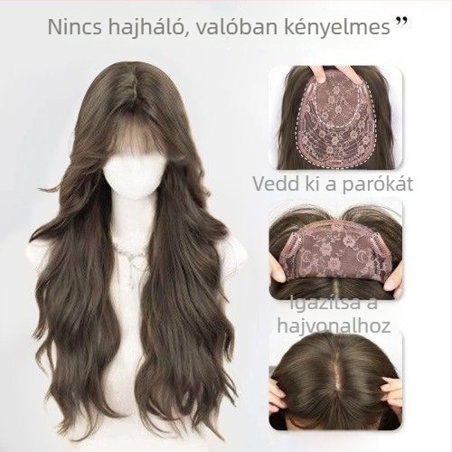 Paróka darab szimulált fejbőrrrel és göndör tetejével, hajháló nélkül