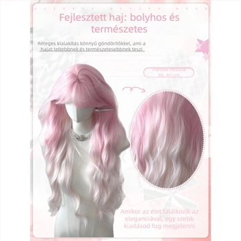Hosszú göndör paróka víz-hullám textúrával, koreai stílus, hőálló rostok, univerzális illeszkedés (egyenes vagy ferde frufru)