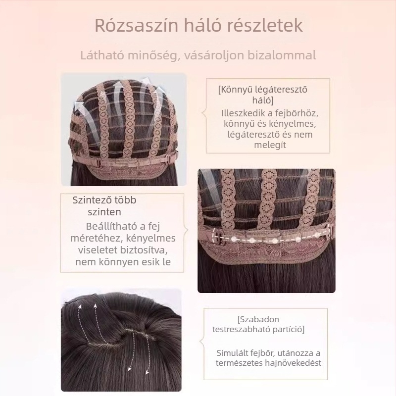 Kenny wig – hosszú göndör haj ferde frufruval, teljes fejvédő, magas hőmérsékletű huzal, természetes megjelenés