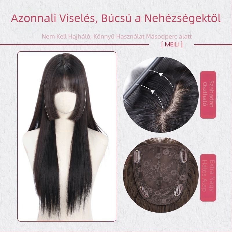 Paróka, egyenes haj, hőálló huzal, mechanikus eljárás, nem festhető forró festékkel, nőknek