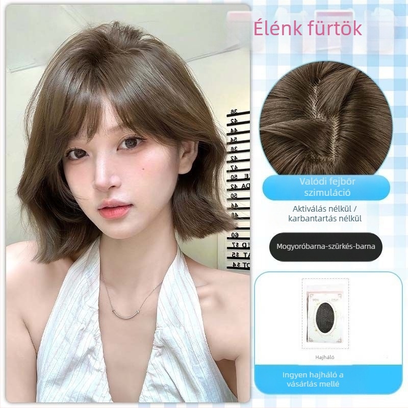 Kenny wig – Koreai stílusú női paróka Qi frufru, magas hőmérsékletű szálak, teljes sapkás modell