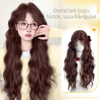 Paróka Kenny wig; hőálló szintetikus rost; hosszú göndör haj ferde frufruval; víz-hullám textúra