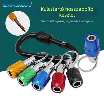 Szerszámkészlet gyorscserés adapterekkel, hatszögletű markolatú bitek, gyorskioldó hüvely és átalakító rúd