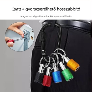 Szerszámkészlet gyorscserés adapterekkel, hatszögletű markolatú bitek, gyorskioldó hüvely és átalakító rúd