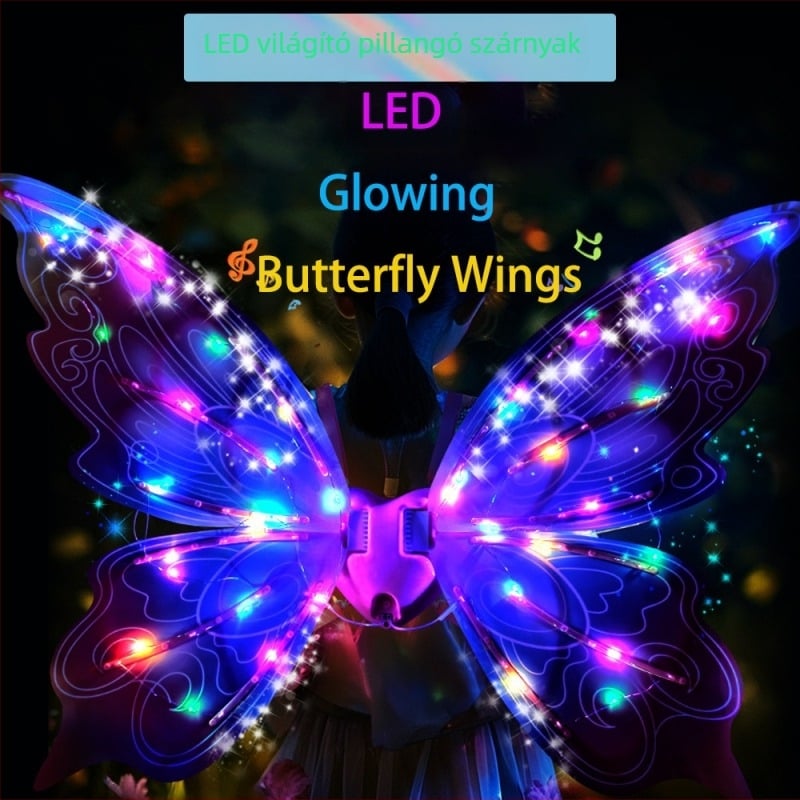 Gyerekeknek szóló fénylő szárnyak: pillangó- és angyal-elf szárnyak, háti kiegészítő (2024 nyári kiadás)