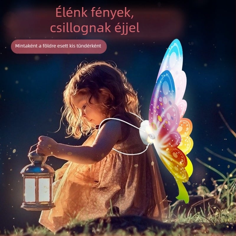 Gyermekek fénylő pillangó szárnyak hát-dekorációs játék — elektromos mozgású, műanyag, 4–6 éveseknek, interaktív szülő-gyermek játék