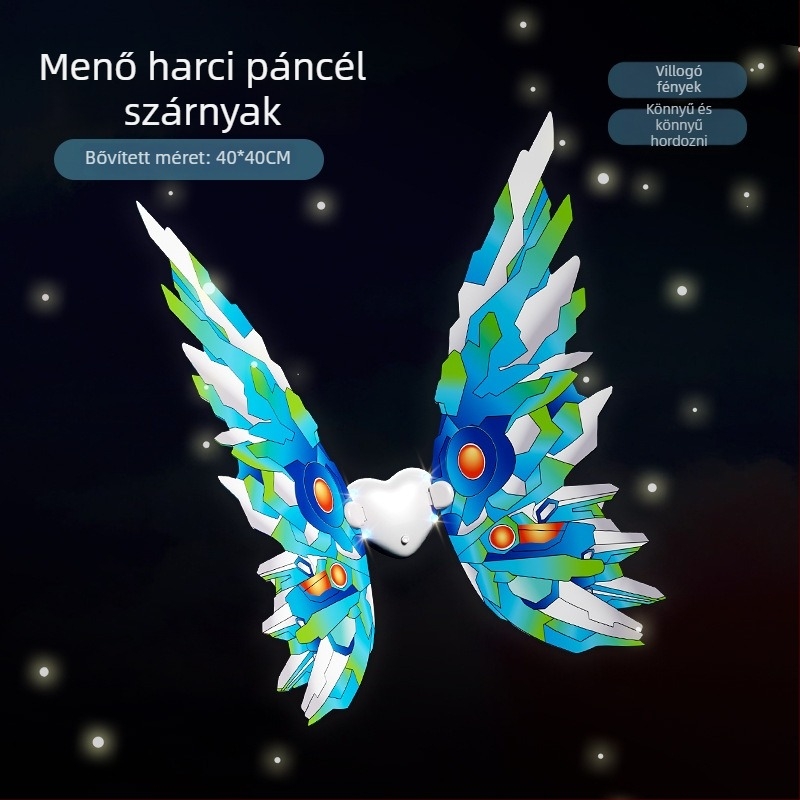 Gyermekek fénylő pillangó szárnyak hát-dekorációs játék — elektromos mozgású, műanyag, 4–6 éveseknek, interaktív szülő-gyermek játék