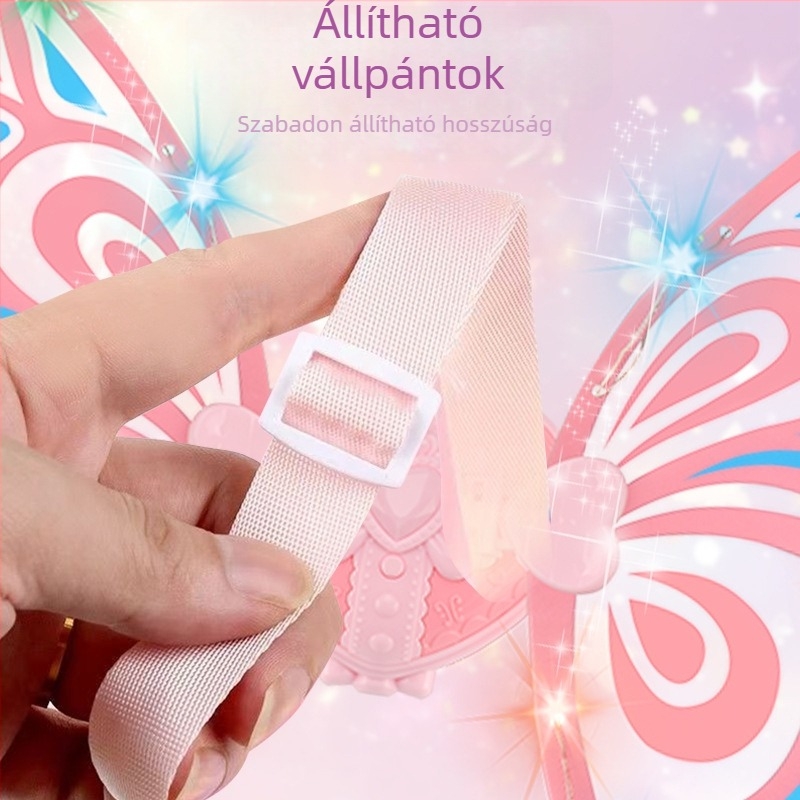 Gyermekeknek szóló világító pillangó szárnyak hanggal és fénnyel, műanyagból, 4–6 éves korosztály számára, segíti a kéz-szem koordinációt és az érzékelési fejlődést