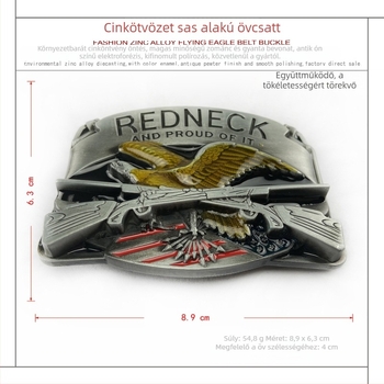 BULLZINE Övcsat Sas motívummal 03068 – cinkötvözet, sima csat, Nyugati Cowboy-stílus, antik elektroplatírozott felület