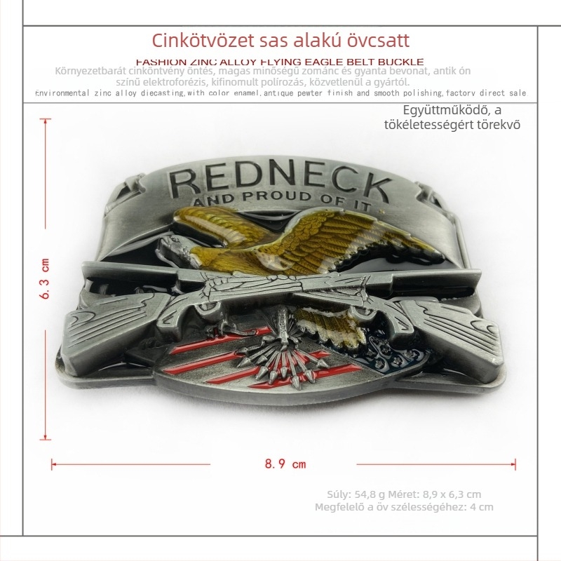 BULLZINE Övcsat Sas motívummal 03068 – cinkötvözet, sima csat, Nyugati Cowboy-stílus, antik elektroplatírozott felület