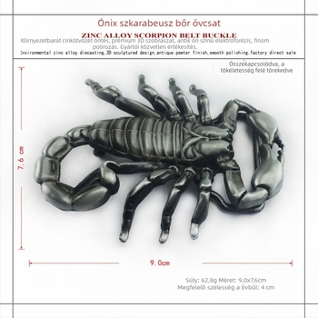 BULLZINE ötvözetből készült övcsat, western cowboy stílus, környezetbarát, skorpió minta, sima csat