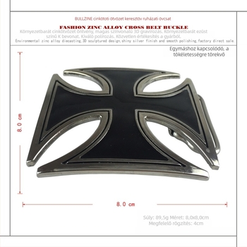 Keresztezett övcsat 03186 – cink ötvözet, western cowboy stílus, sima csat, kültéri szabadidőre