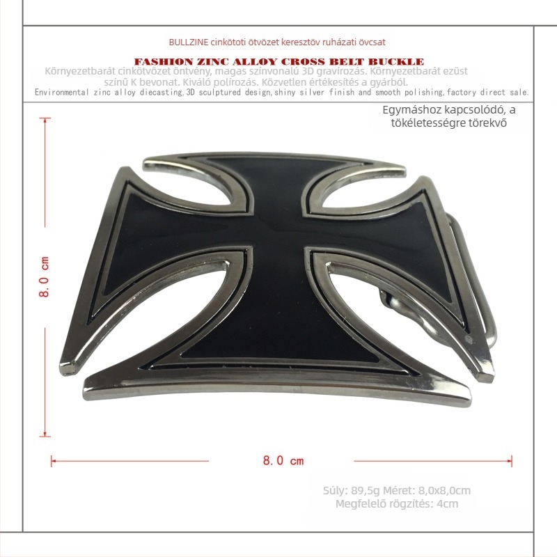 Keresztezett övcsat 03186 – cink ötvözet, western cowboy stílus, sima csat, kültéri szabadidőre