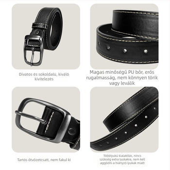 Férfi PU bőröv ötvözet csattal, tűs csattal, 2–4 cm széles, egypántos, származás: Wenzhou