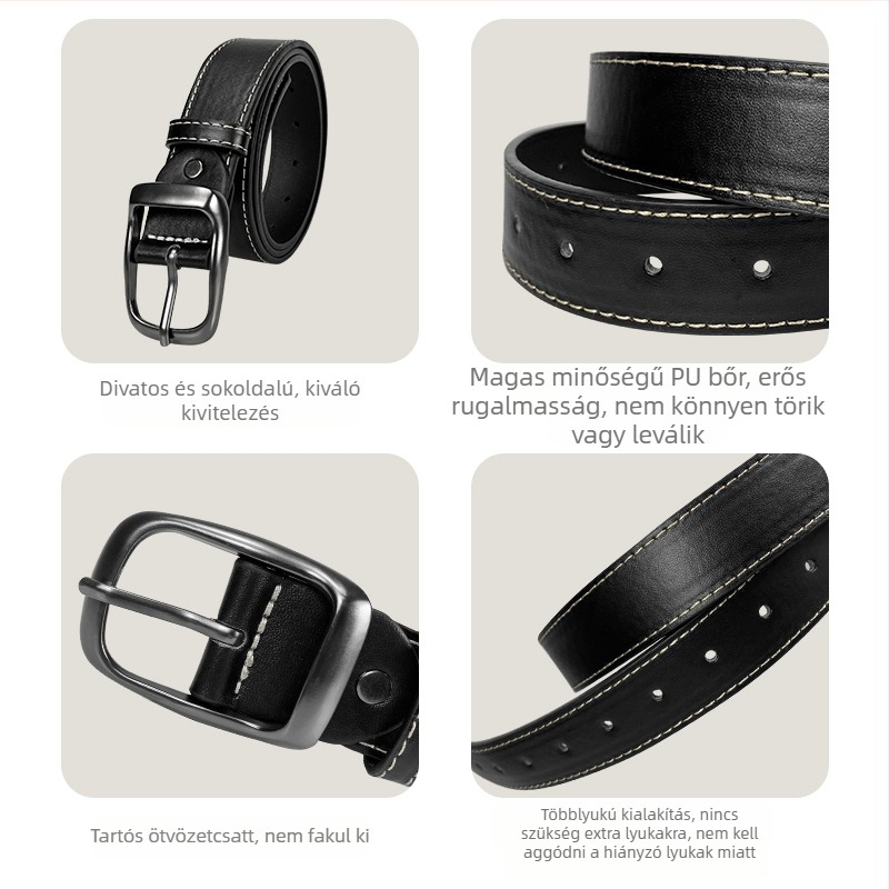 Férfi PU bőröv ötvözet csattal, tűs csattal, 2–4 cm széles, egypántos, származás: Wenzhou