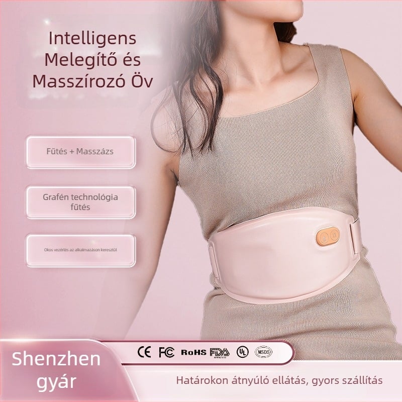 Menstruációs melegítő öv infravörös melegítéssel és rezgő masszázzsal, USB újratölthető, alkalmazás/Bluetooth vezérlés, három fűtési szint, Modell P71