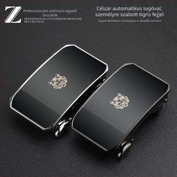 Automata övcsat tigris fej mintázattal, téglalap alakú, ötvözetből, férfiaknak, üzleti stílus