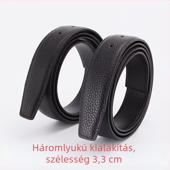 Férfi perforált bőrszíj, felső réteg marhabőrből, tűcsattal, kézzel készített, minimalist stílus