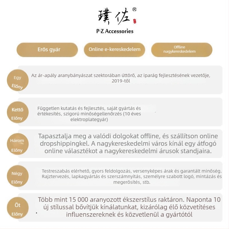 Réz nyaklánc elektroplatírozott bevonattal, kulcscsonti lánc, márka P·z accessories/puzuo, eredet Yiwu