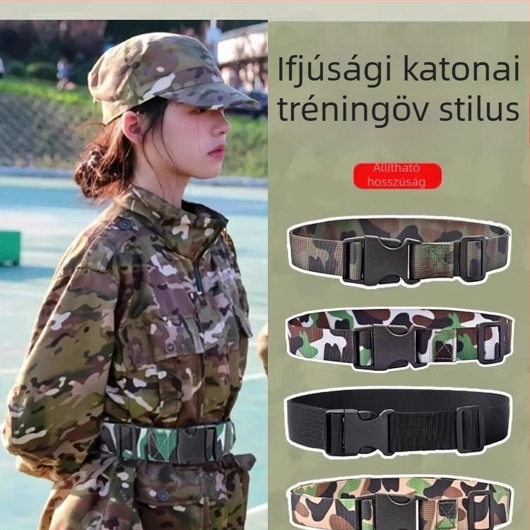 Kamuflázsmintás vászonöv műanyag csattal – szélesség 2-4 cm, Zhenqian márka, sportos stílus
