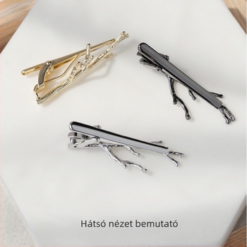 Nyakkendő-klipsz 3D ág mintával, geometriás forma, elektroplatinált ötvözet, uniszex, egyedi csomagolás