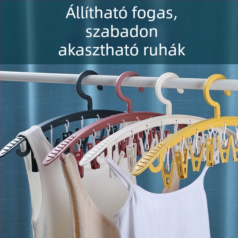 Műanyag ruhaszárító állvány klipszekkel – nadrágok, zoknik, nyakkendők és ruhák számára, modell B050101062, 180 darab dobozban
