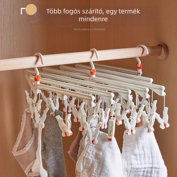 Összecsukható teleszkópos ruhaszárító 16 klippel – műanyag, négyzet alakú modern dizájn, zoknikra és ruhákra