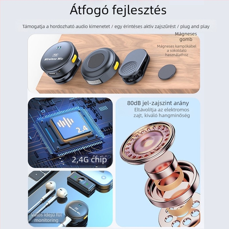 Lavalier mikrofon élő közvetítéshez (beépített akkumulátor; alacsony zaj <60 dB; névleges teljesítmény 5)