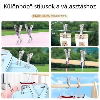 Rozsdamentes acél ruhaszárító clip – szélbiztos rögzítő zokni clip, alkalmas takarókhoz és ruházathoz