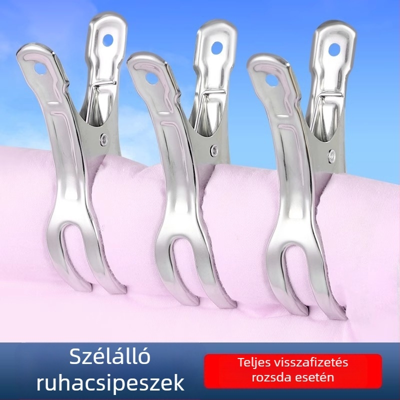 Rozsdamentes acél ruhaszárító clip – szélbiztos rögzítő zokni clip, alkalmas takarókhoz és ruházathoz