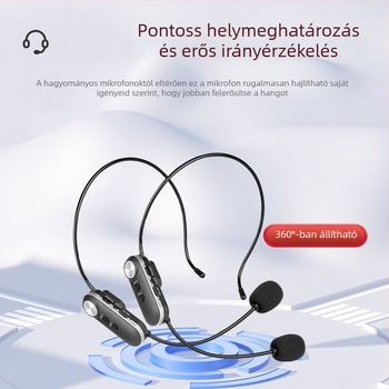 Lavalier- és fejhallgatós mikrofon oktatáshoz, színpadra és konferenciákhoz - kondenzátor, omnidirekcionális, beépített akkumulátor 300-500 mAh, frekvenciatartomány 40 Hz-20 kHz
