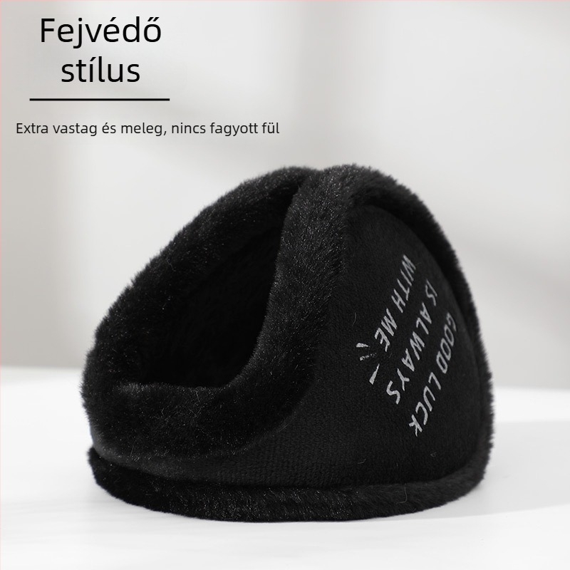 Uniszex koreai stílusú fülvédő, fleece-beléssel, vastag és meleg, egyszínű kivitel, kültéri téli használatra