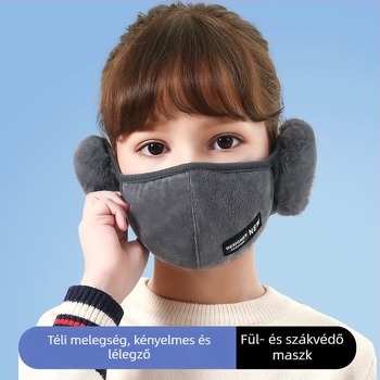 Téli gyerekeknek szóló fülvédő — pamutból, fülre rögzített, légáteresztő, téli/ősz szezonra, hideg elleni védelem