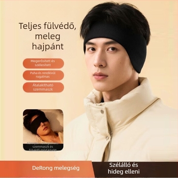 Téli fülmelegítő és fejfedő készlet – plüss anyag, egyszínű minta, uniszex, felnőtt, minimalist stílus