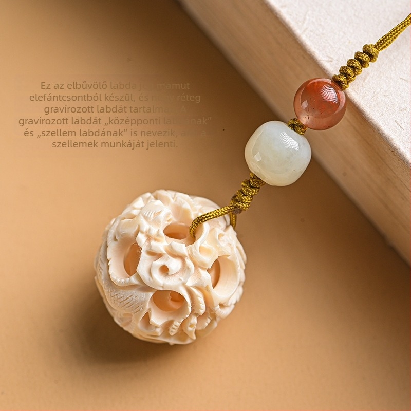 Medál mamut elefántcsontból, kézzel készített, etnikus stílus, irodalmi retro dizájn, 2022 télen