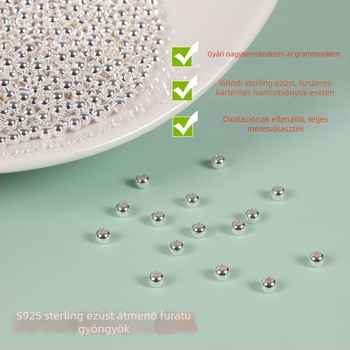 S925 ezüst spacer gyöngyök – kerek, átfúrt, 2 mm DIY ékszerekhez, pozícionáló és záró gyöngyök
