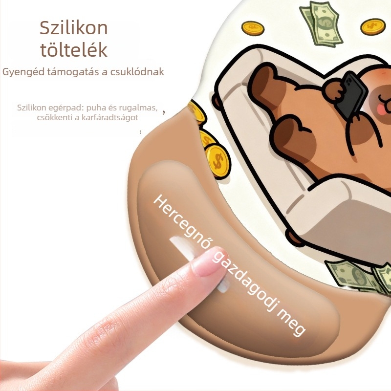 Billentyűzet alátét + egér csuklótámasz, szilikon, stílus: kéztámasz billentyűzethez és egérhez, csúszásmentes és kopásálló, irodai használatra