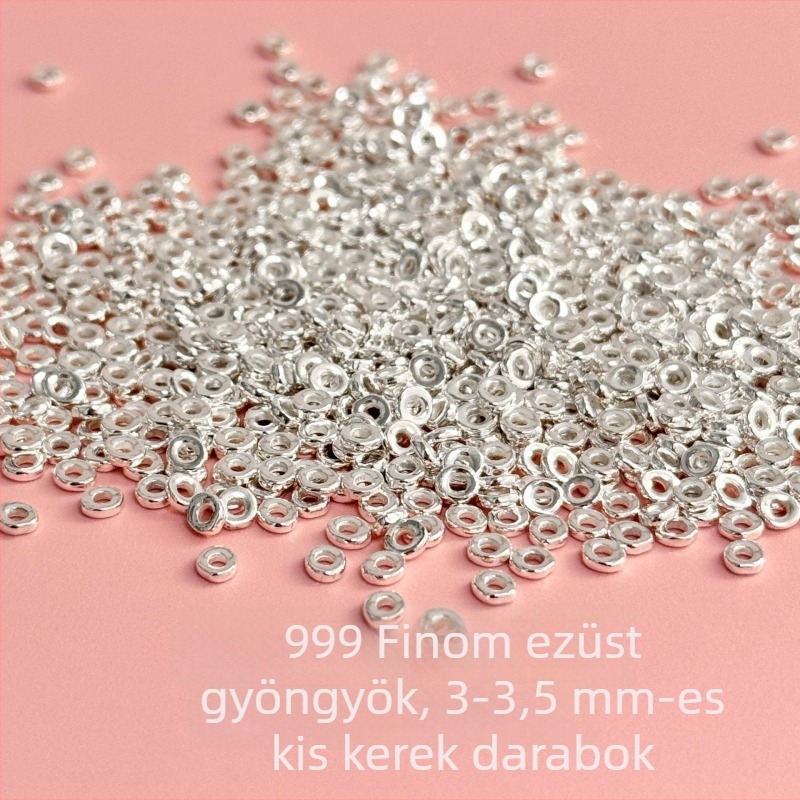S999 ezüst korong alakú spacer gyöngy DIY kristály karkötőhöz és nyaklánchoz