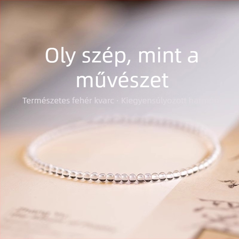 Kristályos karkötő, oldalsó kövek nélkül, elasztikus zsinórral, díszdobozos csomagolás