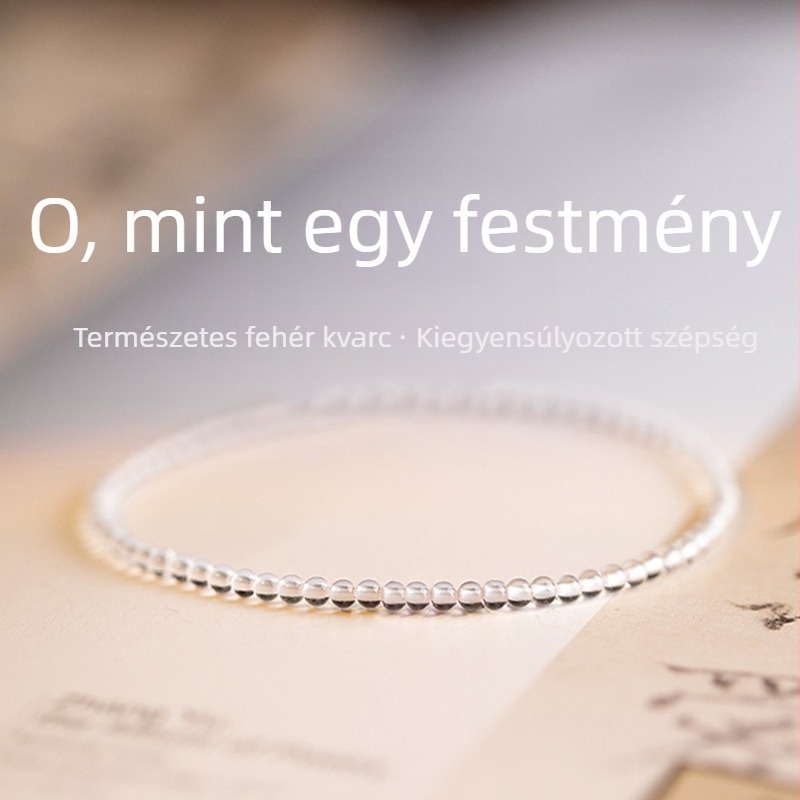 Kristályos karkötő, oldalsó kövek nélkül, elasztikus zsinórral, díszdobozos csomagolás
