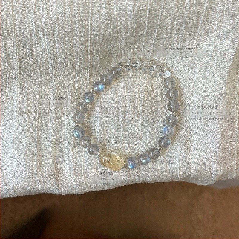 Karkötő citrin kristállyal, oldalsó kövek holdkővel, ötvözetből készült részletek, megfizethető luxus stílus, 2024 őszén debütált