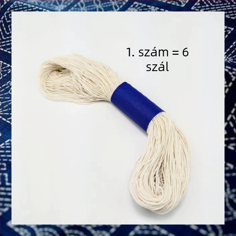 Hímzőfonal - Sashiko hímzés, 100% pamut, 120 m hossz, 1 mm vastagság, 4/6/8 fonal opciók