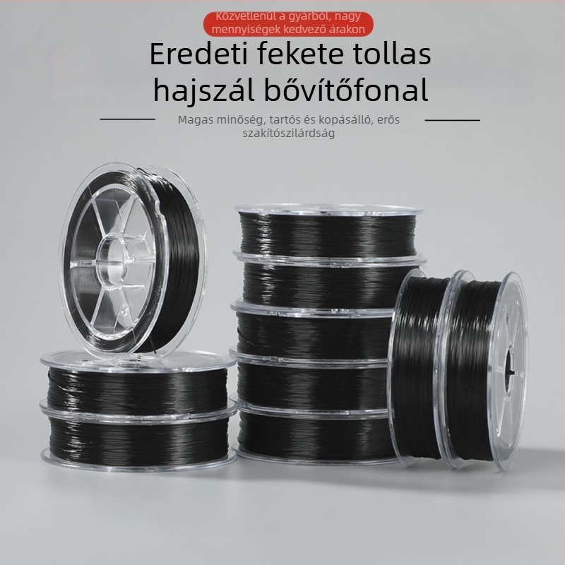 DIY gyöngyös elasztikus hajhosszabbító vonal, 60 m, spandex, láthatatlan, minimalist stílus
