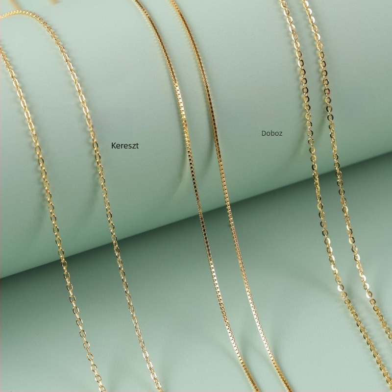 S925 ezüst nyaklánc O- lánccal, geometriás dizájn, kereszt-doboz medál, többszintű kivitel