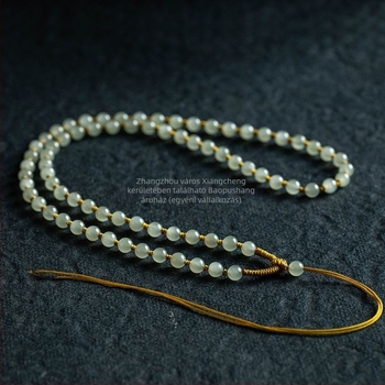 Hetian jade nyaklánc 18k aranymedállal, kézműves, uniszex, geometriás design, hossza legfeljebb 30 cm