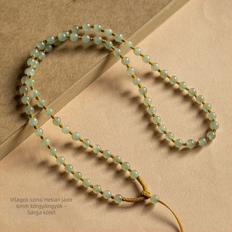 Hetian jade nyaklánc 18k aranymedállal, kézműves, uniszex, geometriás design, hossza legfeljebb 30 cm