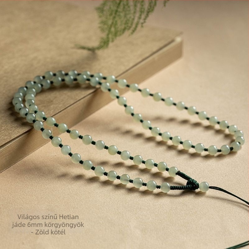 Hetian jade nyaklánc 18k aranymedállal, kézműves, uniszex, geometriás design, hossza legfeljebb 30 cm