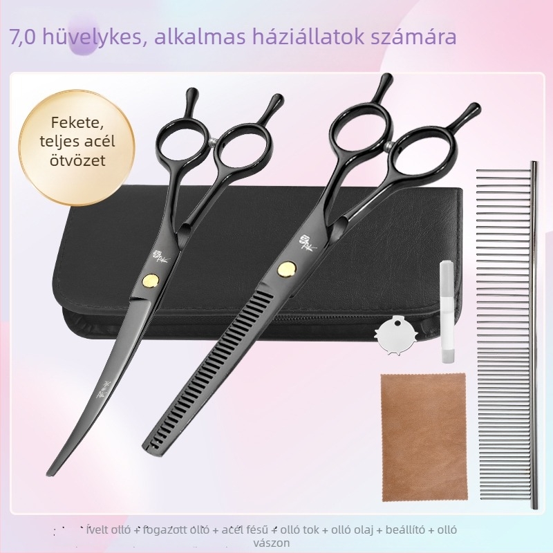 Ívelt kutyaszőr-gondozó olló készlet a szőr nyírásához