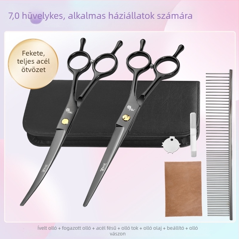 Ívelt kutyaszőr-gondozó olló készlet a szőr nyírásához